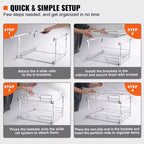 Scaffali estraibili a 2 livelli 20W21D, cassetti estraibili in acciaio cromato resistente, sotto lavello/cucina/bagno
