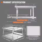 Scaffali estraibili a 2 livelli 20W21D, cassetti estraibili in acciaio cromato resistente, sotto lavello/cucina/bagno