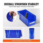 12 Contenitori in Plastica da 29 cm, Impilabili e Appesi, Resistenti, Blu/Rosso, per Cucina/Armadio/Dispensa/Ufficio