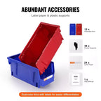 12 Contenitori in Plastica da 29 cm, Impilabili e Appesi, Resistenti, Blu/Rosso, per Cucina/Armadio/Dispensa/Ufficio