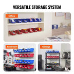 12 Contenitori in Plastica da 29 cm, Impilabili e Appesi, Resistenti, Blu/Rosso, per Cucina/Armadio/Dispensa/Ufficio