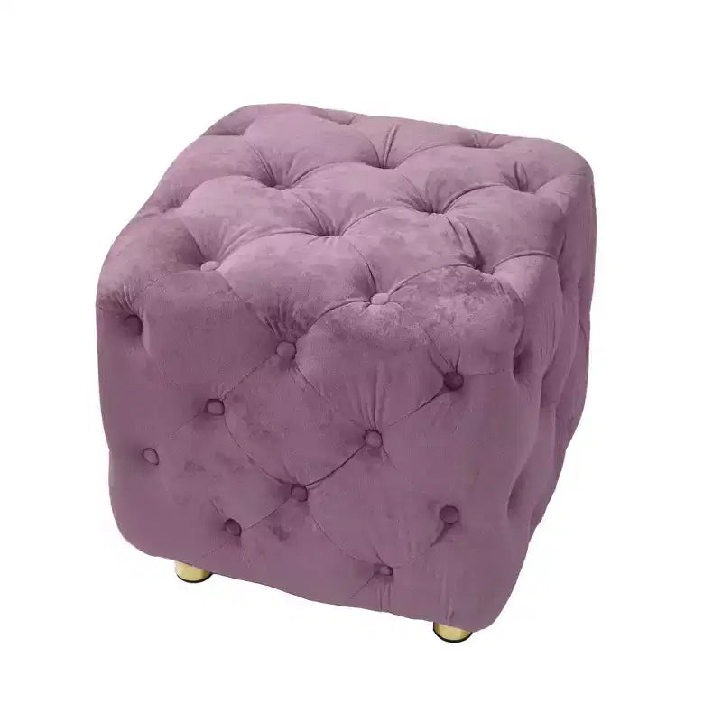 Pouf moderno a cubo da 45 cm con rivestimento in velluto, piccolo sgabello da trucco con struttura in legno, pouf per soggiorno, camera da letto, ingresso
