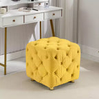 Pouf moderno a cubo da 45 cm con rivestimento in velluto, piccolo sgabello da trucco con struttura in legno, pouf per soggiorno, camera da letto, ingresso