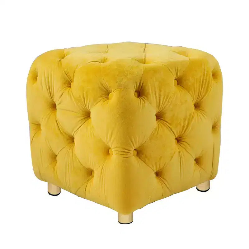 Pouf moderno a cubo da 45 cm con rivestimento in velluto, piccolo sgabello da trucco con struttura in legno, pouf per soggiorno, camera da letto, ingresso