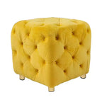 Pouf moderno a cubo da 45 cm con rivestimento in velluto, piccolo sgabello da trucco con struttura in legno, pouf per soggiorno, camera da letto, ingresso