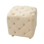 Pouf moderno a cubo da 45 cm con rivestimento in velluto, piccolo sgabello da trucco con struttura in legno, pouf per soggiorno, camera da letto, ingresso