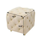 Pouf moderno a cubo da 45 cm con rivestimento in velluto, piccolo sgabello da trucco con struttura in legno, pouf per soggiorno, camera da letto, ingresso