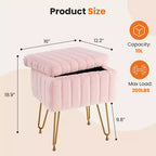 Moderno Pouf Contenitore in Finta Pelliccia, Poggiapiedi con Gambe in Metallo Antiscivolo, Panca Contenitore Rettangolare per Soggiorno, Ingresso