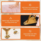 Moderno Pouf Contenitore in Finta Pelliccia, Poggiapiedi con Gambe in Metallo Antiscivolo, Panca Contenitore Rettangolare per Soggiorno, Ingresso