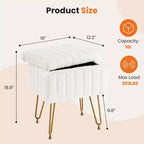 Moderno Pouf Contenitore in Finta Pelliccia, Poggiapiedi con Gambe in Metallo Antiscivolo, Panca Contenitore Rettangolare per Soggiorno, Ingresso
