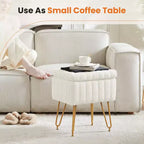 Moderno Pouf Contenitore in Finta Pelliccia, Poggiapiedi con Gambe in Metallo Antiscivolo, Panca Contenitore Rettangolare per Soggiorno, Ingresso