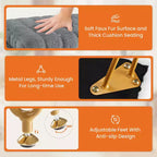 Moderno Pouf Contenitore in Finta Pelliccia, Poggiapiedi con Gambe in Metallo Antiscivolo, Panca Contenitore Rettangolare per Soggiorno, Ingresso
