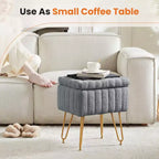 Moderno Pouf Contenitore in Finta Pelliccia, Poggiapiedi con Gambe in Metallo Antiscivolo, Panca Contenitore Rettangolare per Soggiorno, Ingresso