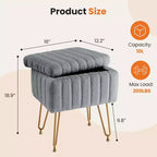 Moderno Pouf Contenitore in Finta Pelliccia, Poggiapiedi con Gambe in Metallo Antiscivolo, Panca Contenitore Rettangolare per Soggiorno, Ingresso
