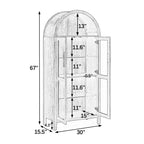 Mobile Contenitore ad Arco Alto con Lampada, Mobile Contenitore Moderno in Legno Stile Retrò con Divisori in Vetro Regolabili Nero