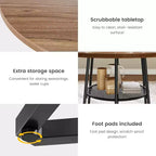 Tavolo da Cucina 38Farmhouse con Base Esagonale in Metallo e Ripiano, Tavolo da Pranzo Rotondo Moderno per 4, Tavolo in Legno per Piccoli Spazi per Cucina, Salotto