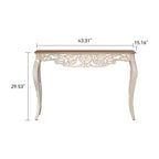 Console da Tavolo Antica Bianca Effetto Invecchiato, Tavolo da Ingresso Vintage, Tavolino da Divano, Tavolo d'Accento Stile Provenzale con Gambe Curve