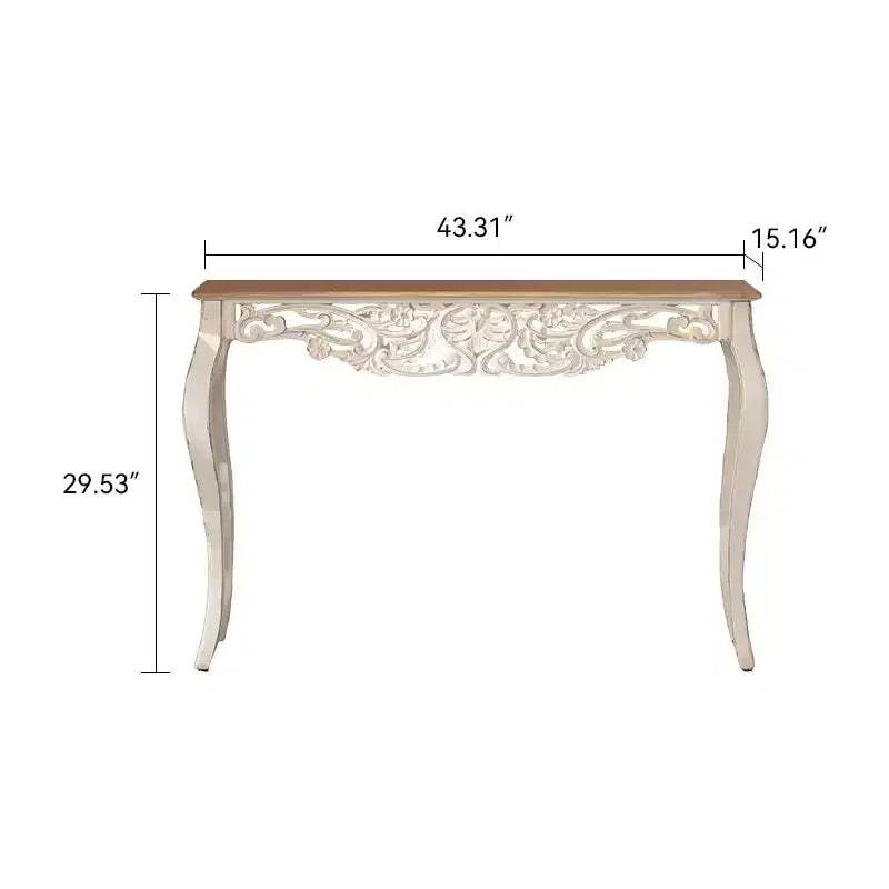 Console da Tavolo Antica Bianca Effetto Invecchiato, Tavolo da Ingresso Vintage, Tavolino da Divano, Tavolo d'Accento Stile Provenzale con Gambe Curve
