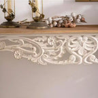 Console da Tavolo Antica Bianca Effetto Invecchiato, Tavolo da Ingresso Vintage, Tavolino da Divano, Tavolo d'Accento Stile Provenzale con Gambe Curve