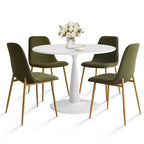 Tavolo da pranzo piccolo per 4 persone, rotondo con 4 sedie imbottite, gambe in rovere per appartamento, arredamento interno