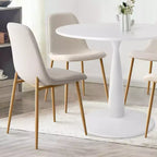 Tavolo da pranzo piccolo per 4 persone, rotondo con 4 sedie imbottite, gambe in rovere per appartamento, arredamento interno