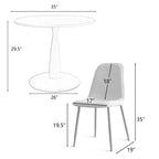Tavolo da pranzo piccolo per 4 persone, rotondo con 4 sedie imbottite, gambe in rovere per appartamento, arredamento interno