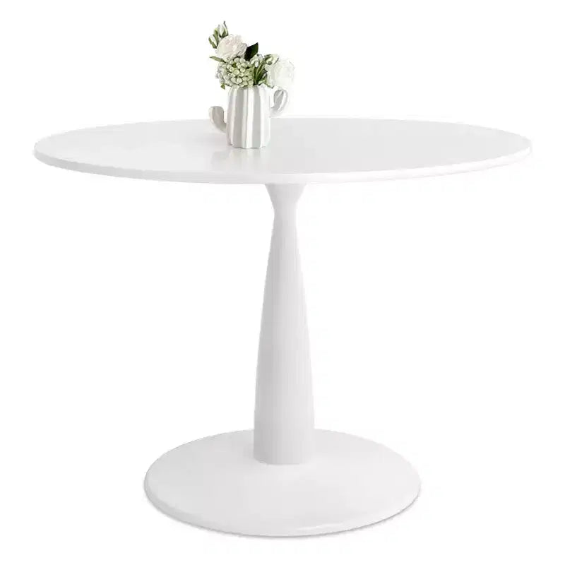 Tavolo da pranzo piccolo per 4 persone, rotondo con 4 sedie imbottite, gambe in rovere per appartamento, arredamento interno
