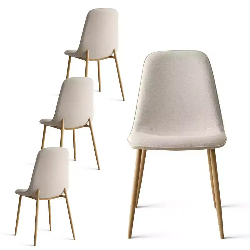 Tavolo da pranzo piccolo per 4 persone, rotondo con 4 sedie imbottite, gambe in rovere per appartamento, arredamento interno
