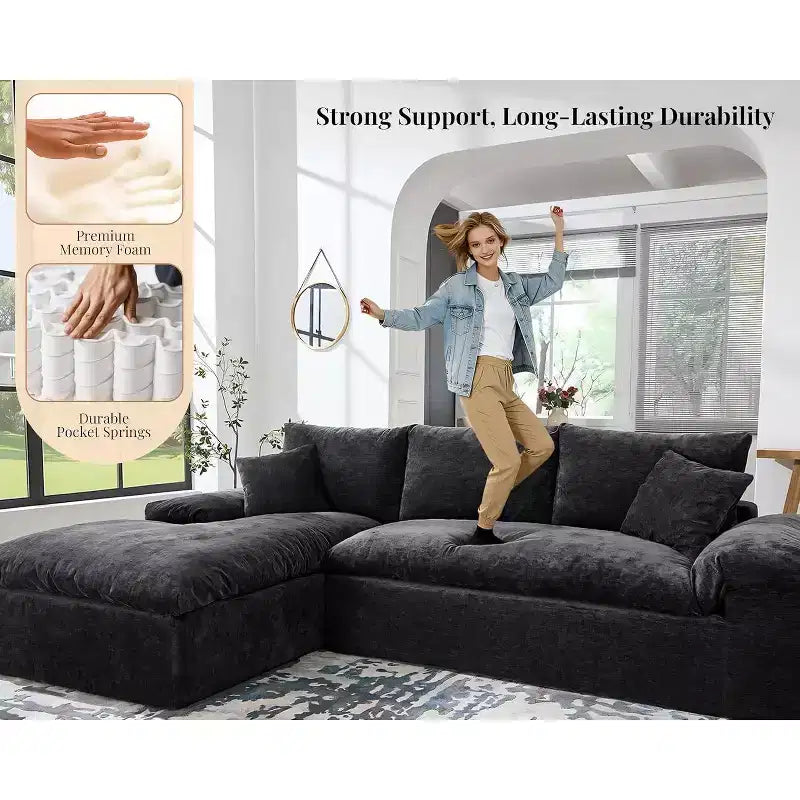 Divano componibile a L senza ossa da 274 cm, divano a nuvola moderno e oversize per soggiorno, nessun montaggio