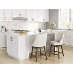 Sgabelli da bar girevoli imbottiti Cabalynn Counter Height, struttura marrone chiaro con seduta imbottita color avena