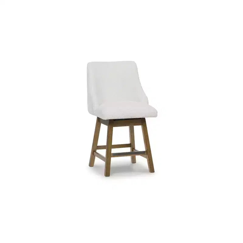 Sgabelli da bar girevoli imbottiti Cabalynn Counter Height, struttura marrone chiaro con seduta imbottita color avena