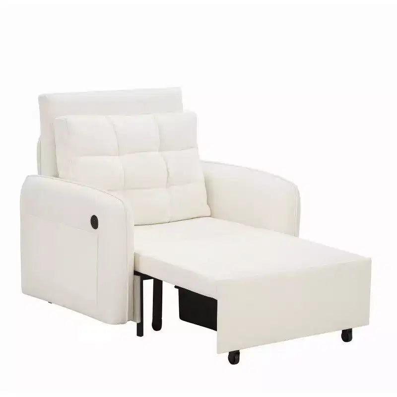 Poltrona Letto Whisen 3 in 1, Divano Letto Estraibile 80 Extra Lungo, Divano Letto Singolo in ciniglia con Tasche portaoggetti