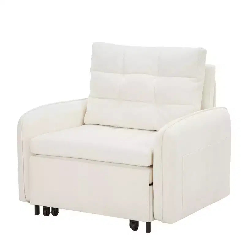 Poltrona Letto Whisen 3 in 1, Divano Letto Estraibile 80 Extra Lungo, Divano Letto Singolo in ciniglia con Tasche portaoggetti