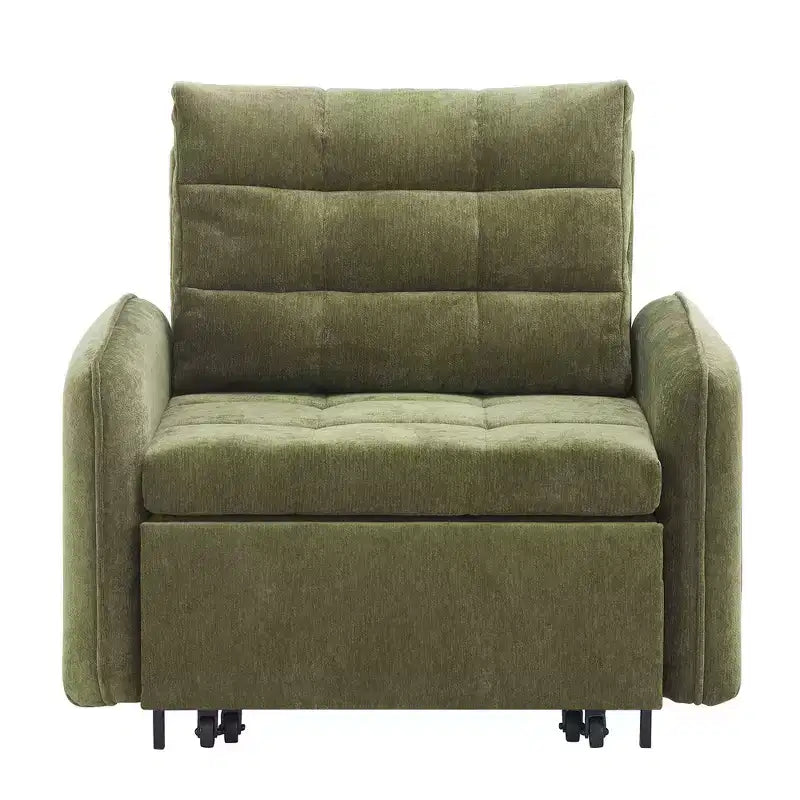Poltrona Letto Whisen 3 in 1, Divano Letto Estraibile 80 Extra Lungo, Divano Letto Singolo in ciniglia con Tasche portaoggetti