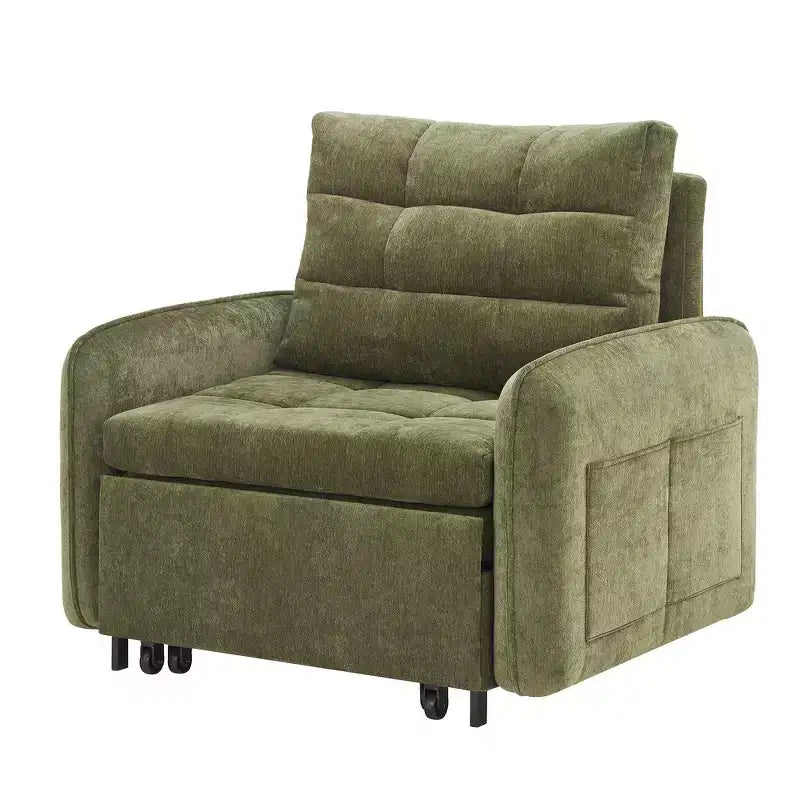 Poltrona Letto Whisen 3 in 1, Divano Letto Estraibile 80 Extra Lungo, Divano Letto Singolo in ciniglia con Tasche portaoggetti