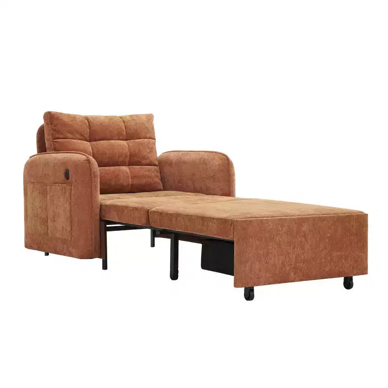 Poltrona Letto Whisen 3 in 1, Divano Letto Estraibile 80 Extra Lungo, Divano Letto Singolo in ciniglia con Tasche portaoggetti