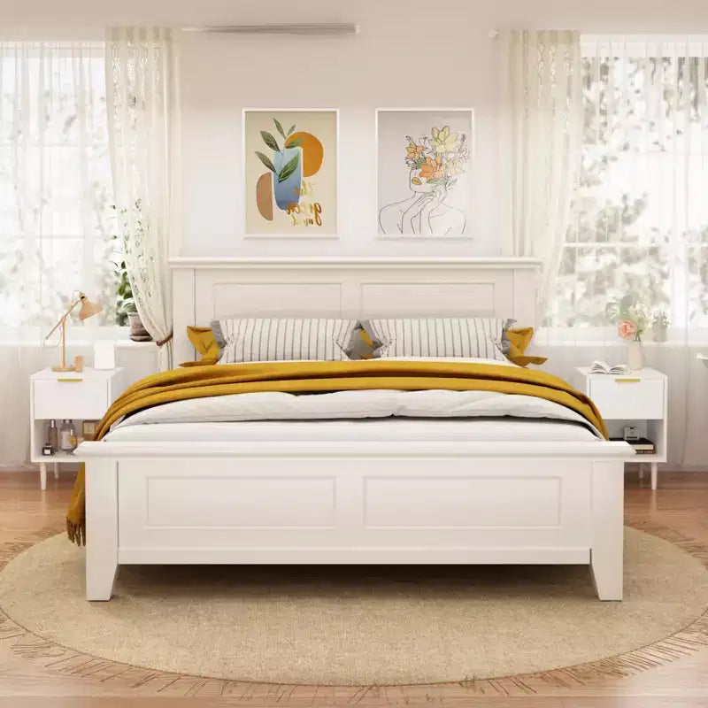 Comodino Moderno Bianco da 58 cm con un Cassetto e Ripiano Aperto, Maniglia con Accenti Dorati, Ideale per l'Arredamento della Camera da Letto