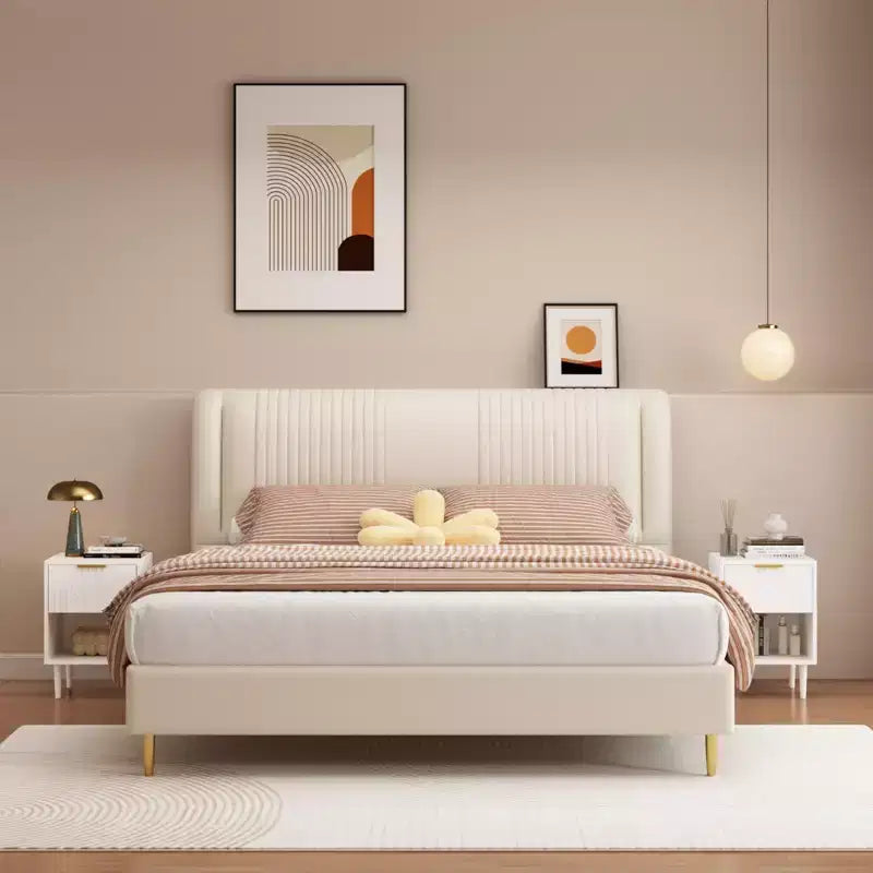 Comodino Moderno Bianco da 58 cm con un Cassetto e Ripiano Aperto, Maniglia con Accenti Dorati, Ideale per l'Arredamento della Camera da Letto