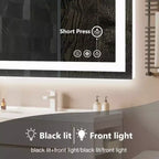 Specchio da bagno a LED antiappannamento MAYEERTY, doppia sorgente luminosa con tre modalità di illuminazione