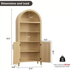 Libreria ad Arco con Ante, Scaffale Moderno a 5 Ripiani con Mobile Contenitore, Scaffale a Giorno per Soggiorno e Ufficio