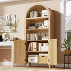 Libreria ad Arco con Ante, Scaffale Moderno a 5 Ripiani con Mobile Contenitore, Scaffale a Giorno per Soggiorno e Ufficio
