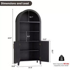 Libreria ad Arco con Ante, Scaffale Moderno a 5 Ripiani con Mobile Contenitore, Scaffale a Giorno per Soggiorno e Ufficio