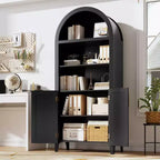 Libreria ad Arco con Ante, Scaffale Moderno a 5 Ripiani con Mobile Contenitore, Scaffale a Giorno per Soggiorno e Ufficio