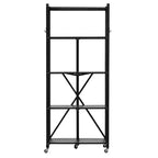 VIYET 5-Tier Foldable Storage Shelf with Wheels 28 x 13 x 66-inch Metal Shelving