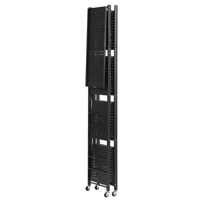 Scaffale portaoggetti pieghevole a 5 ripiani con ruote 71 x 33 x 167,5 cm in metallo