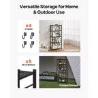 Scaffale portaoggetti pieghevole a 5 ripiani con ruote 71 x 33 x 167,5 cm in metallo