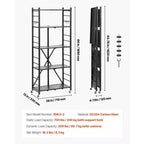 Scaffale portaoggetti pieghevole a 5 ripiani con ruote 71 x 33 x 167,5 cm in metallo