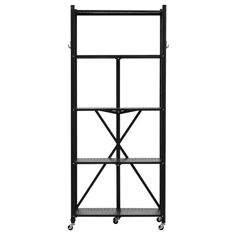 Scaffale portaoggetti pieghevole a 5 ripiani con ruote 71 x 33 x 167,5 cm in metallo