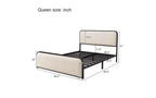 Telaio letto a piattaforma Queen Size con testiera e pediera curve imbottite, telaio letto in metallo resistente con spazio contenitore sotto il letto