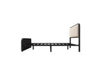 Telaio letto a piattaforma Queen Size con testiera e pediera curve imbottite, telaio letto in metallo resistente con spazio contenitore sotto il letto